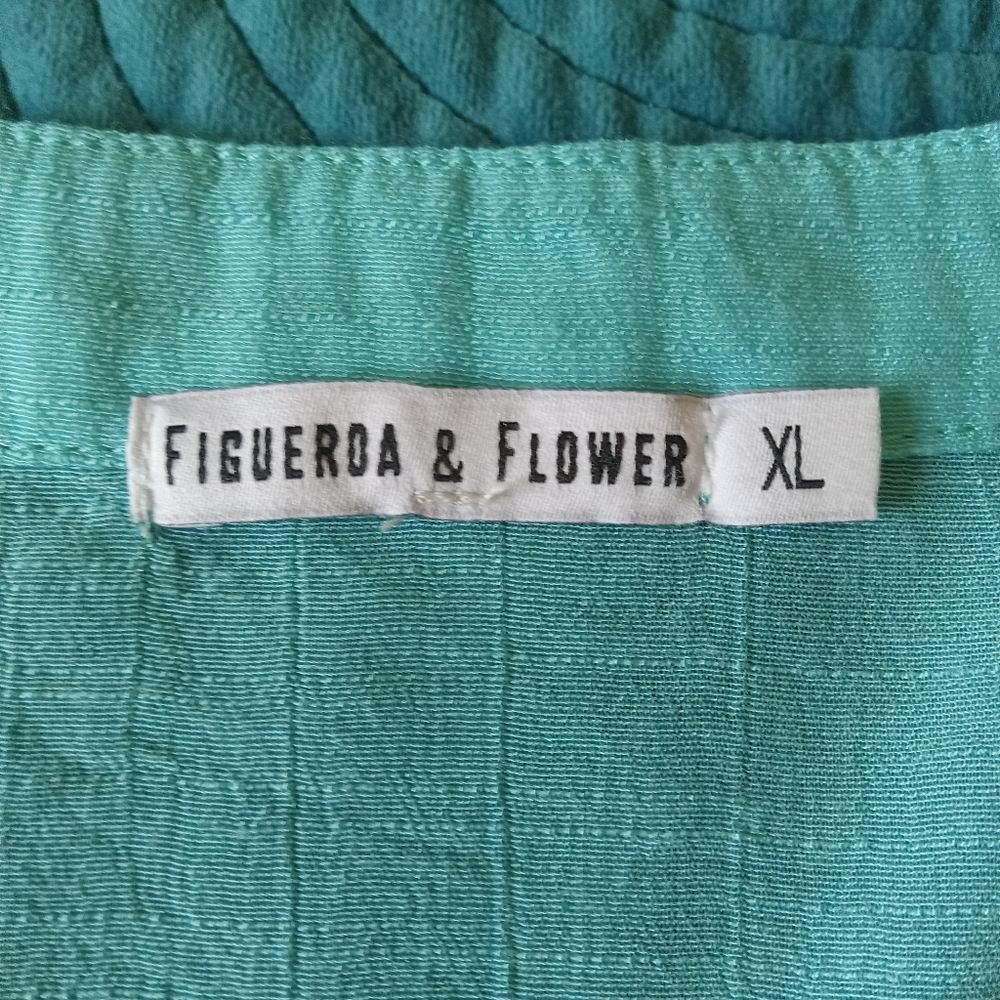 Figueroa & Flower Aqua Embroidered Boho Blouse - Picture 5 of 11